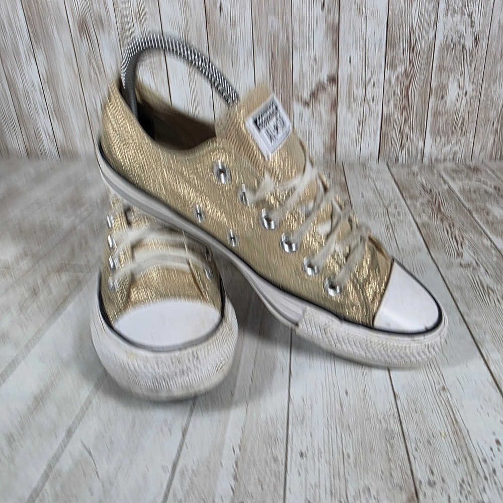 Converse Chuck Taylor All Star Low Top Glitter Gold Sneakers‎ Women's Size 7 - Picture 6 of 8